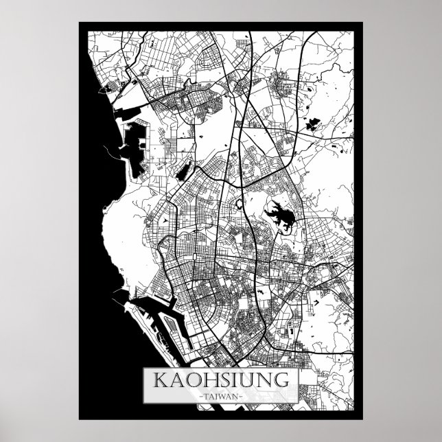 Affiche Kaohsiung City Taiwan Map (Devant)
