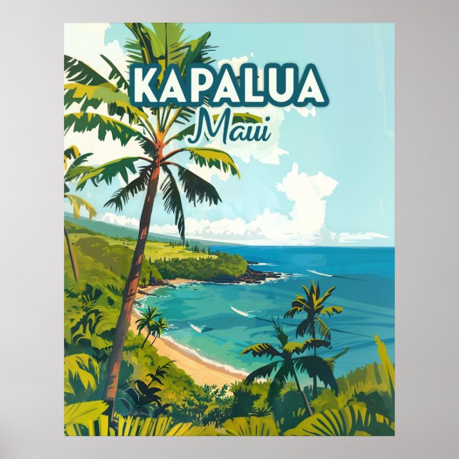 Affiche Kapalua Maui Hawaii Bay Beach Vacances Rétro (Devant)