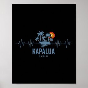 Affiche Kapalua Y Hawaii Vintage 80s Coucher de soleil Bat
