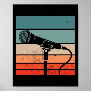 Affiche Karaoke Bar Microphone Vintage Chant Soirée