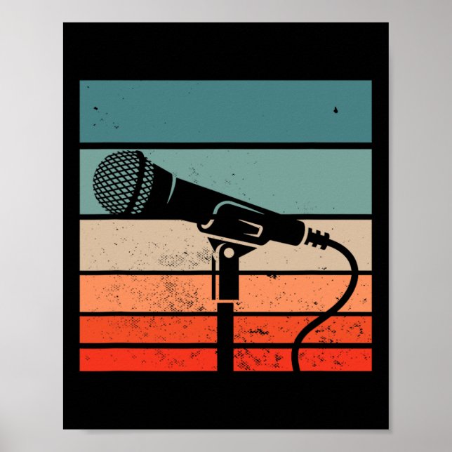 Affiche Karaoke Bar Microphone Vintage Chant Soirée (Devant)