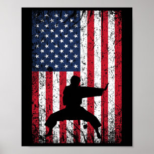Affiche Karate American Flag 4 juillet Martial Arts