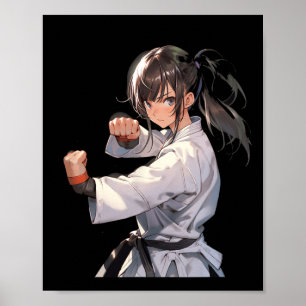 Affiche Karate Anime Girl Taekwondo Fighter Martial Arts