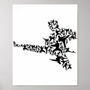 Affiche Karate Arts Martiaux Coup de Pied Volant Boxe Kick