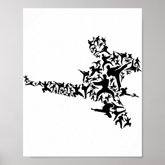 Affiche Karate Arts Martiaux Coup de Pied Volant Boxe Kick (Devant)