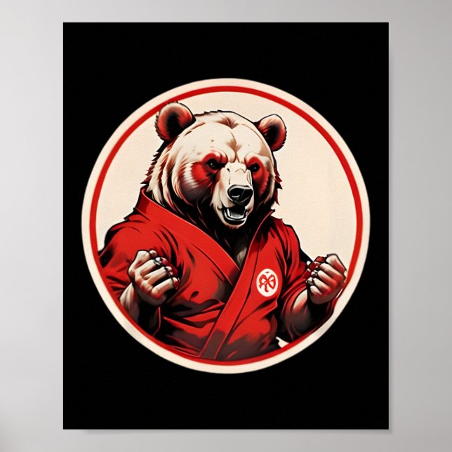 Affiche Karate Bear Plush - Arts Martiaux Inspiré Red Home (Devant)