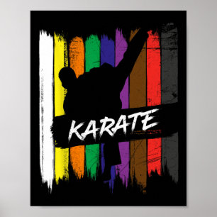 Affiche Karate Belt Couleurs Silhouette Arts Martiaux Desi