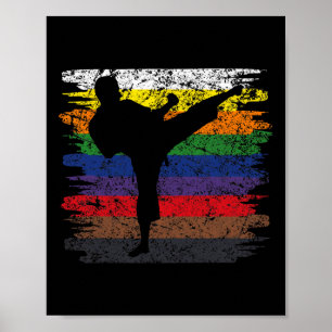 Affiche Karate Belt Couleurs Silhouette Arts Martiaux Homm