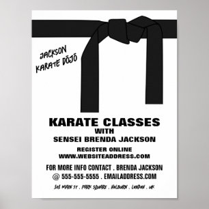 Affiche Karate Belt, Karate Class Publicité