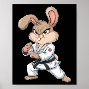 Affiche Karate Bunny Arts Martiaux Rabbit Drôle Pour Les E
