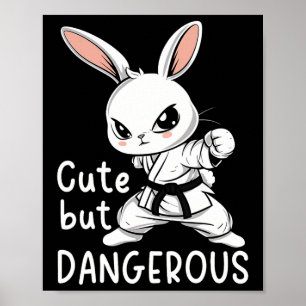 Affiche Karate Bunny Mignonne Mais Dangereux Funky Martial