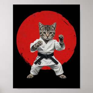 Affiche Karate Cat Black Belt Funny Martial Arts Judo Japa