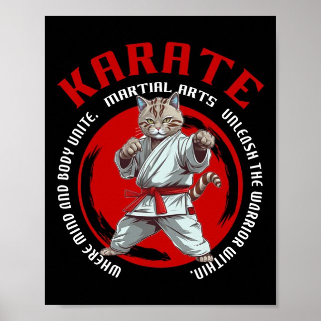 Affiche Karate Cat Warrior Martial Art Karate Cat Pour Enf (Devant)