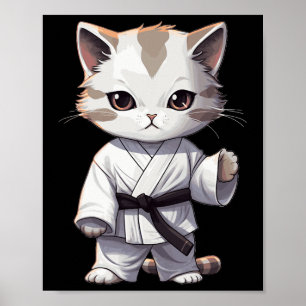 Affiche Karate Chaton Mignon Arts Martiaux Chat Pour Amour