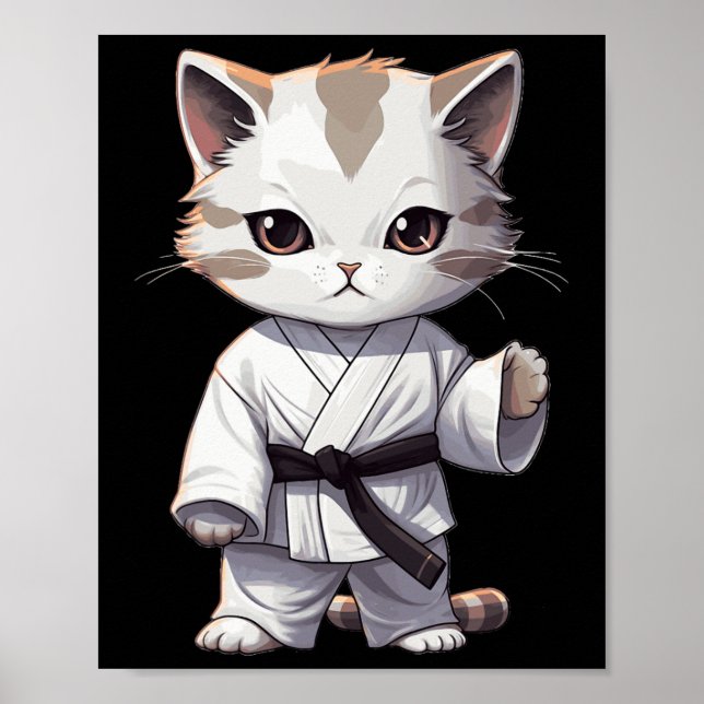 Affiche Karate Chaton Mignon Arts Martiaux Chat Pour Amour (Devant)