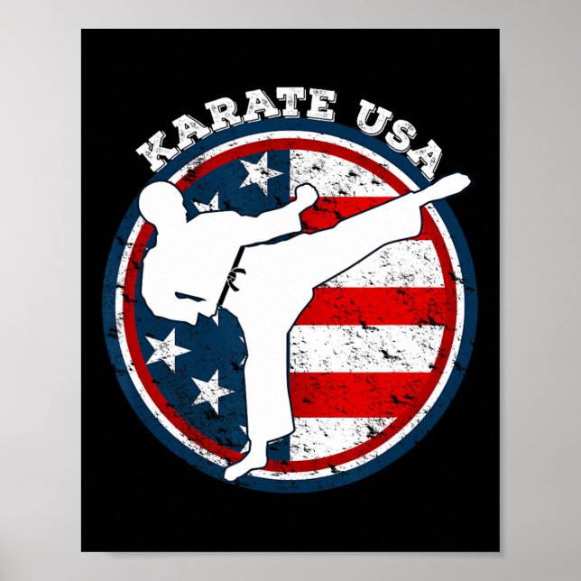 Affiche Karate cool Avec Drapeau Américain Pour Femmes Enf (Devant)