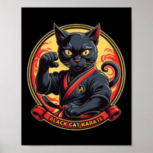 Affiche Karaté De Chat Noir Pour Hommes Femmes Enfants