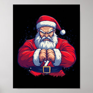 Affiche Karate de Santa Claus - Japon Arts Martiaux Noël