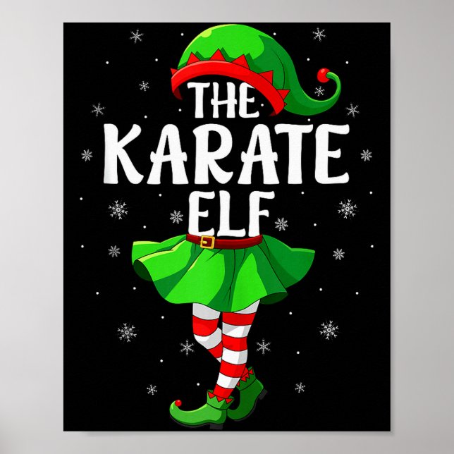 Affiche Karate Elf Christmas Girls Women Elf Squad Xmas Fa (Devant)