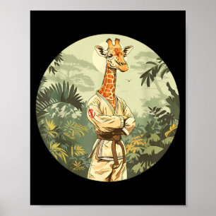 Affiche Karaté Girafe Animal Mma Taekwondo Arts Martiaux