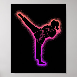 Affiche Karate Girl Arts Martiaux Femmes Filles Taekwondo 