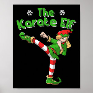 Affiche Karate Girl Elf Arts Martiaux Noël