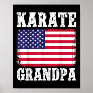 Affiche Karate Grandpa Patriotique Usa Drapeau Martial Art