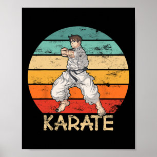 Affiche Karate Grunge Design Karate Fighter fait poinçon d