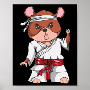 Affiche Karate Hamster Kickboxing Martial Art Jiu Jitsu Fa