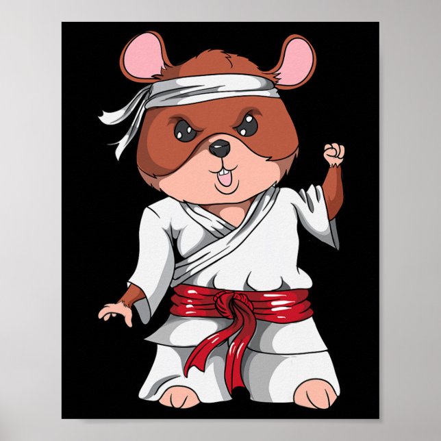 Affiche Karate Hamster Kickboxing Martial Art Jiu Jitsu Fa (Devant)