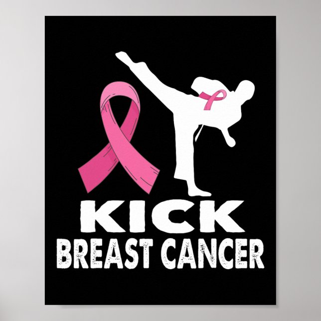 Affiche Karate Kick Cancer du sein Sensibilisation rose (Devant)