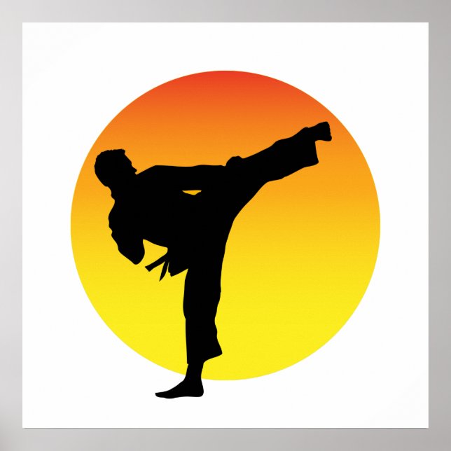 Affiche Karate Kick Silouette. (Devant)