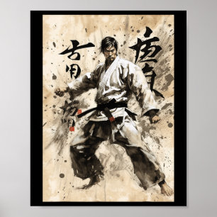 Affiche Karate Kyokushin Calligraphie Japonaise Arts Marti