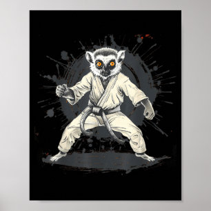 Affiche Karate Lémurien Animal MMA Taekwondo Arts Martiaux