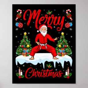 Affiche Karate Martial Art Lover Xmas Père Noël Jouer Kara