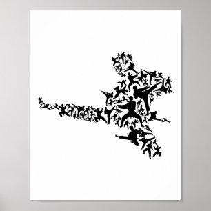 Affiche Karate Martial Arts Flying Boxer Kickboxer T