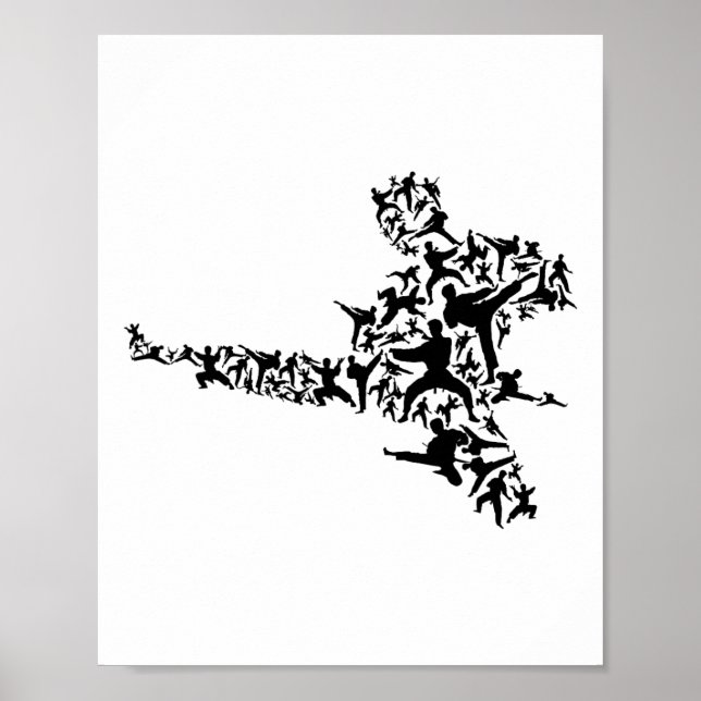 Affiche Karate Martial Arts Flying Boxer Kickboxer T (Devant)