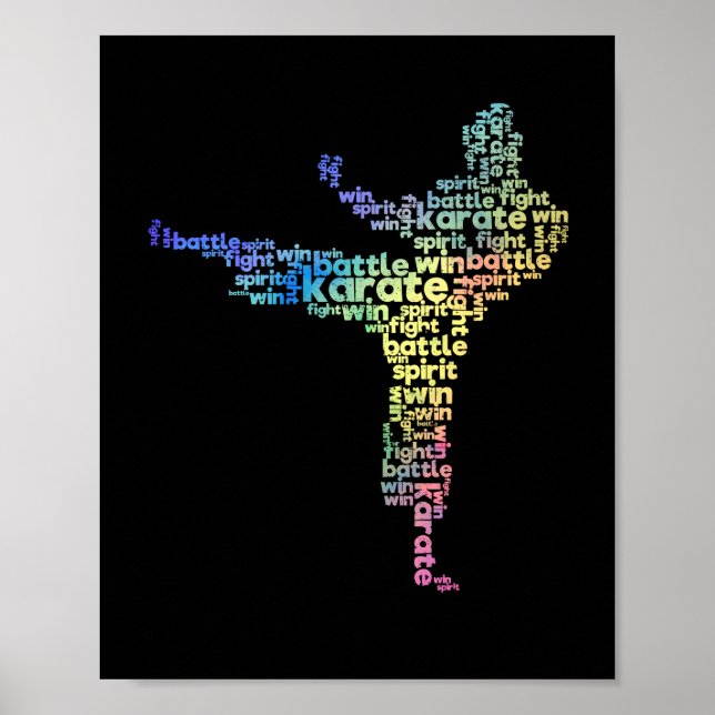 Affiche karaté martial arts mot nuage okinawan japonais (Devant)