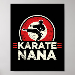 Affiche Karate Nana Retro Kick Silhouette