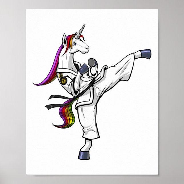 Affiche Karate Ninja Licorne Arts Martiaux Judo Kickboxing (Devant)
