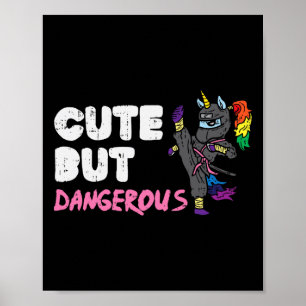 Affiche Karate Ninja Unicorn Cute Dangereux Arts Martiaux 