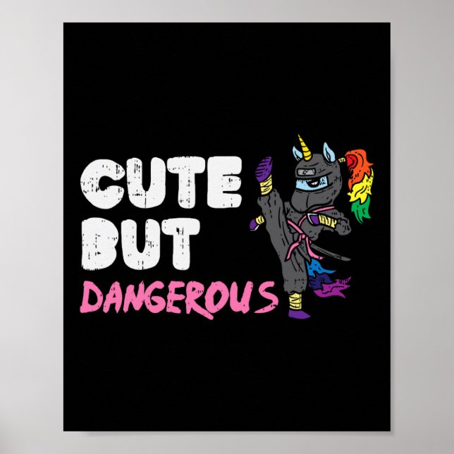 Affiche Karate Ninja Unicorn Cute Dangereux Arts Martiaux  (Devant)