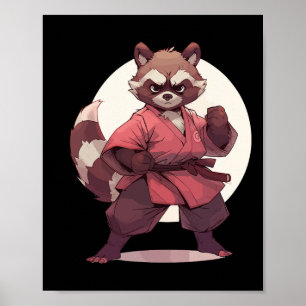 Affiche Karate Raccoon Anime Racoon Martial Arts T Martial