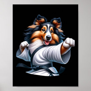 Affiche Karate Shetland Sheepdog Funny Humours Amoureux de