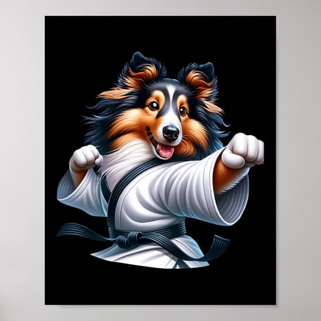 Affiche Karate Shetland Sheepdog Funny Humours Amoureux de (Devant)