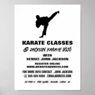 Affiche Karate Silhouette, Karate Class Publicité