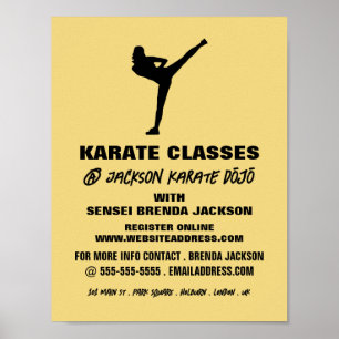 Affiche Karate Silhouette, Karate Class Publicité