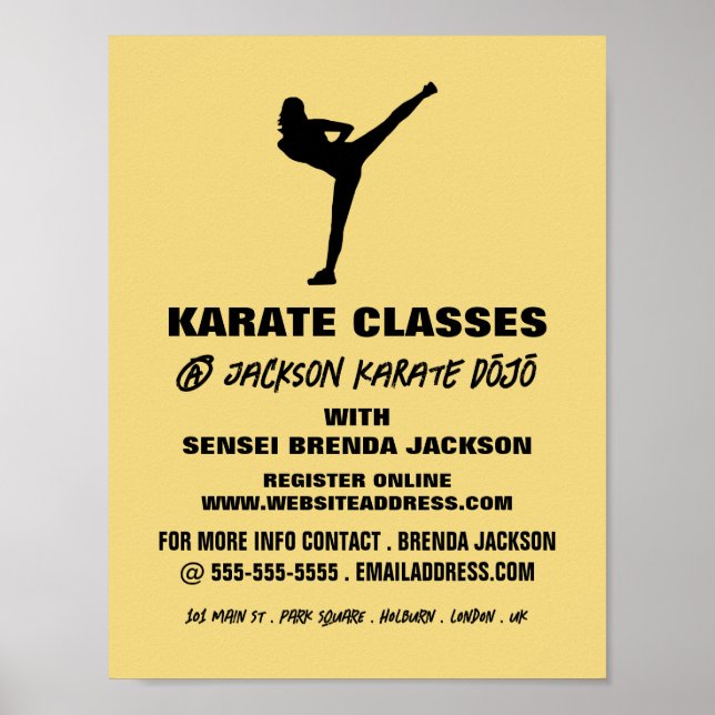Affiche Karate Silhouette, Karate Class Publicité (Devant)