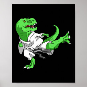 Affiche Karate T-rex Dino Élève Professeur de dinosaure Ka