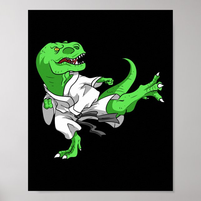 Affiche Karate T-rex Dino Élève Professeur de dinosaure Ka (Devant)